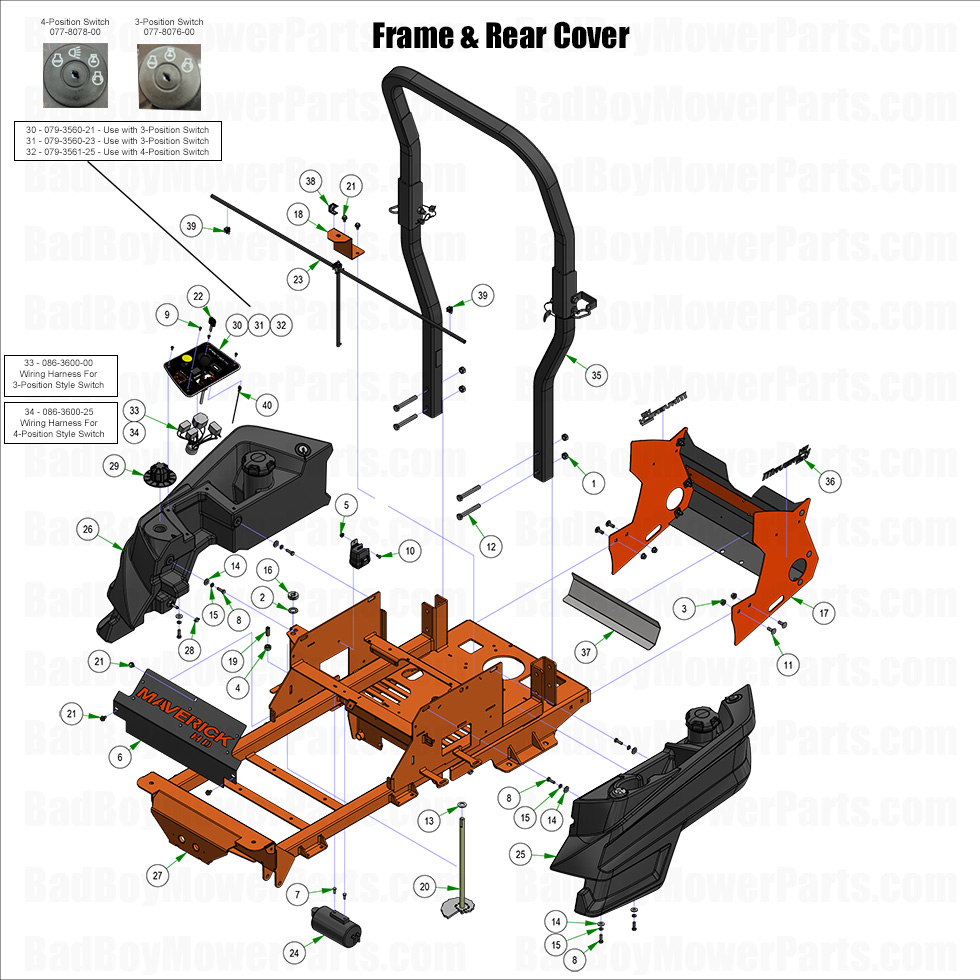 2025 Maverick HD - Frame & Rear Cover